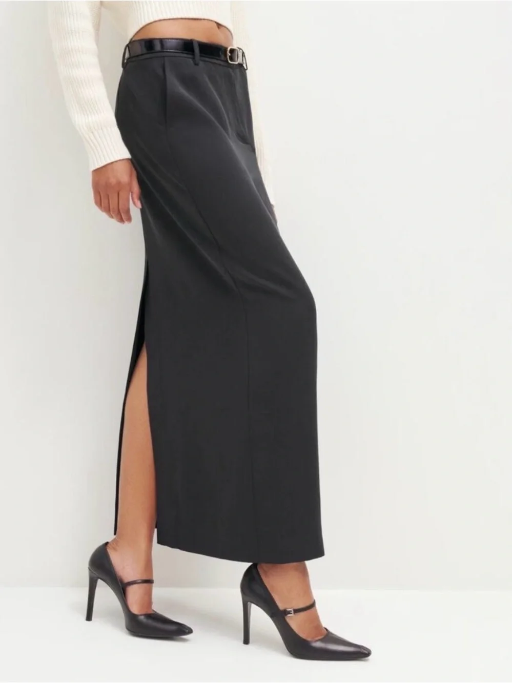 Reformation Cairo Mid Rise Maxi Black Tencel Skirt Size 12